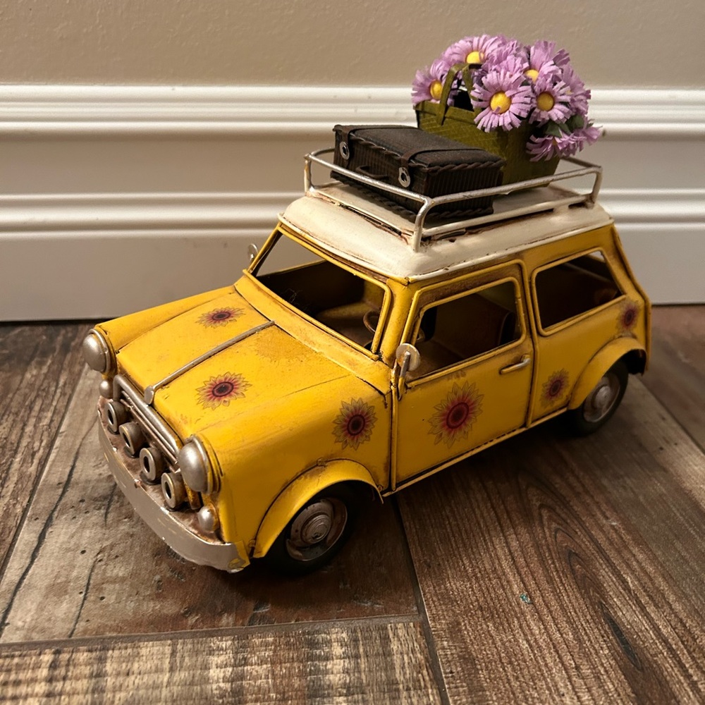 Yellow metal hippie car